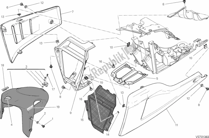 All parts for the Front Mudguard of the Ducati Diavel FL Thailand-Brasil 1200 2015